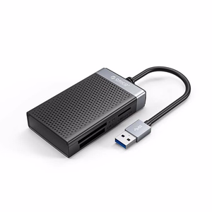 Orico CL4D-A3 mälukaardilugeja USB-A 3.0, SD/microSD/CF/MS, 5 Gbps – must ja hõbedane