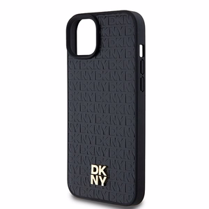 DKNY Leather Pattern Metal Logo MagSafe Ümbris jaoks iPhone 15/14/13 - Must