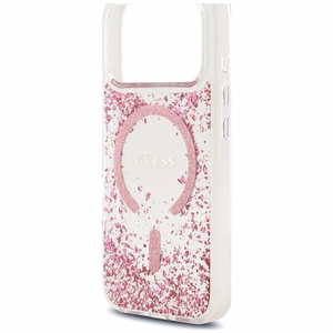Guess Resin Bottom Glitter MagSafe ümbris mudelitele iPhone 18 Pro Max / 17 Pro Max, roosa