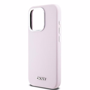 DKNY Liquid Silicone Small Metal Logo MagSafe ümbris jaoks iPhone 15 Pro - roosa