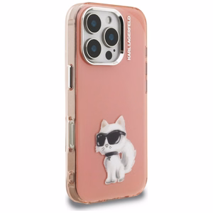 Karl Lagerfeld IML Aquarelle Choupette & Logo iPhone 16 Pro Ümbris - roosa