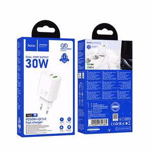 Charger Hoco N63 30W GaN USB-C/USB-A white