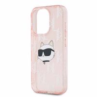 Karl Lagerfeld IML Choupette Head & Monogram ümbris jaoks iPhone 15 Pro Max - roosa
