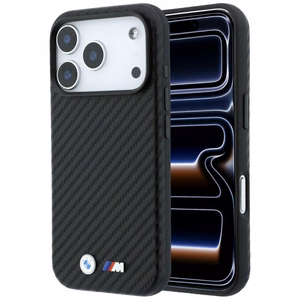 BMW kaitseümbris seadmele iPhone 18 Pro Max / 17 Pro Max: (Carbon Metal Logo), MagSafe'iga ühilduv, värv: must