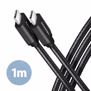 Axagon USB-C USB-C kaabel 1m 60W must BUCM3-CM10AB