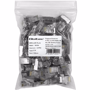 Qoltec 54554 RJ45 modulaarne pistik | CAT5e | FTP | Kullatud kontaktid | 100 tk
