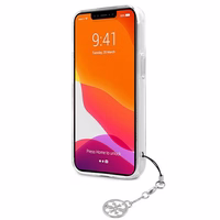 Guess GUHCP13SKB4GGR iPhone 13 mini 5.4" Läbipaistev kõvakaaneline 4G Hall rihmaga võlu