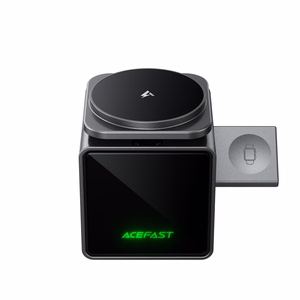 Acefast E34 22.5W 3-in-1 индукционное зарядное устройство со встроенным кабелем для смартфона и смарт-часов - серый