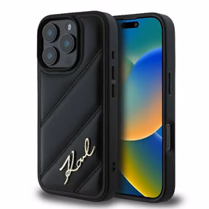 Karl Lagerfeld Quilted Signature iPhone 16 Pro Max Ümbris - Must