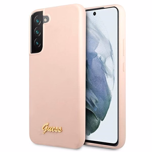 Guess GUHCS22MLSLMGPP S22+ S906 розовый/розовый жёсткий чехол Silicone Script Metal Logo