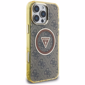 GUESS ümbris jaoks IPHONE 16 Pro compatible with MagSafe GUHMP16LHG4PRTGW (IML Metal Glitter 4G Circle Triangle) brown