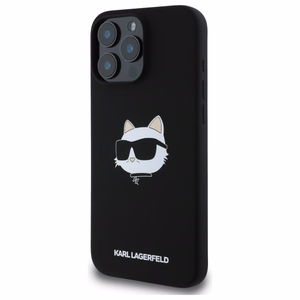 Karl Lagerfeld Silicone Choupette Head Print MagSafe iPhone 16 Pro Ümbris - Must