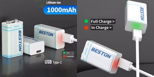 Rechargeable 9V batterry koos USB C, 1000mAh, Li-Ion
