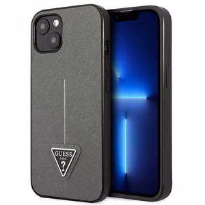 Guess GUHCP14MPSATLG iPhone 14 Plus 6.7 "hõbedane / hõbedane hardcase SaffianoTriangle Logo