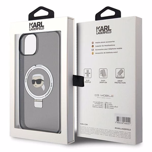Karl Lagerfeld Ring Stand Karl Head MagSafe Ümbris jaoks iPhone 15 Plus / 14 Plus - must