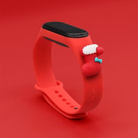 Rihm Xmas Xiaomi Mi Band 3 / 4 jõuludeks Silikoonist rihmaga käevõru koos sokiga - punane