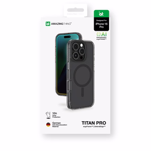 AmazingThing Titan Pro Mag Ümbris with Magnetic Ring jaoks iPhone 16 Pro - Must