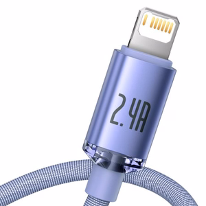 USB kaabel Baseus Crystal Shine violetne Lightning 120cm