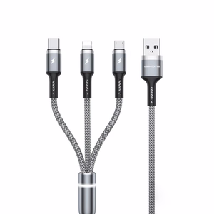 WEKOME WDC-119 Fython Series - 3-in-1 USB-A to Lightning + USB-C + Micro USB PD Connecting kaabel 1.2 m (hõbedane)