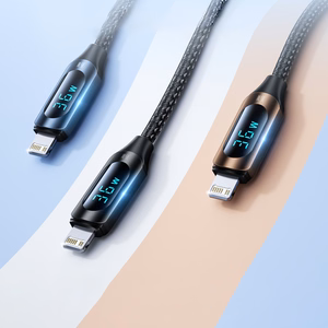 Wozinsky WUCLC2 Lightning - USB-C 36W 480Mb/s kaabel 2m with display - must