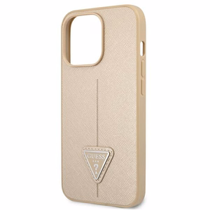 Guess GUHCP13LPSATLE iPhone 13 Pro / 13 6.1" beež/beež kõvakott SaffianoTriangle Logo