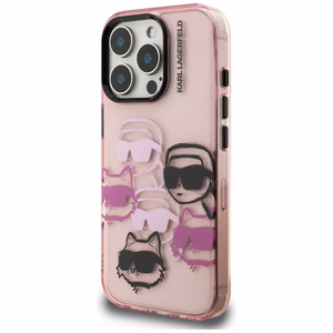 Karl Lagerfeld IML Multi K&C Head Pattern Ümbris jaoks iPhone 16 Pro Max - Roosa