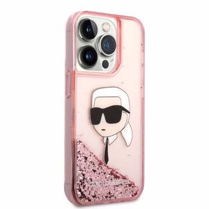 Karl Lagerfeld Glitter Karl's Head ümbris jaoks iPhone 14 Pro - roosa