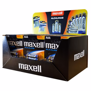 Leelispatareid Maxell Alkaline LR03 AAA 4 tk. ekspositsioon (30 blistrit/120 patareid)