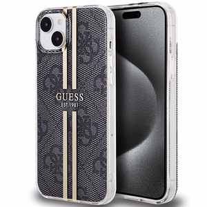 Guess IML 4G kuldne Stripe ümbris jaoks iPhone 15 Plus / 14 Plus - must