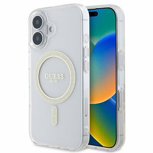 Guess IML Glitter Circle MagSafe iPhone 16 Ümbris - Clear