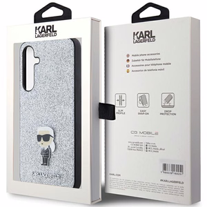 Karl Lagerfeld Fixed Glitter Ikonik Logo Metal Pin ümbris jaoks Samsung Galaxy A35 - hõbedane
