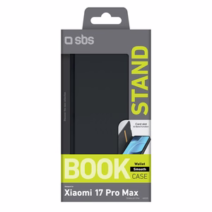 SBS Wallet Smooth ümbris Xiaomi 17 Pro Max klappkaanaga must