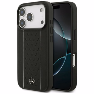 Mercedes Leather Star Pattern Stripes MagSafe Ümbris jaoks iPhone 17 Pro - Must