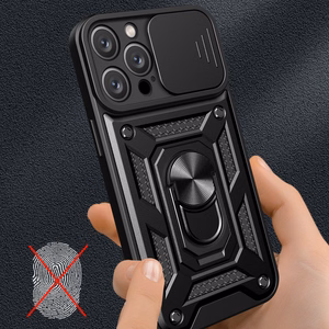Hybrid Armor Camshield iPhone 16 Pro Ümbris with Camera Cover and Stand - Must
