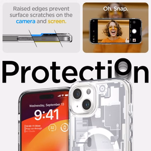 Spigen Ultra Hybrid Mag Ümbris with MagSafe jaoks iPhone 15 Plus - valge (Zero One Pattern)