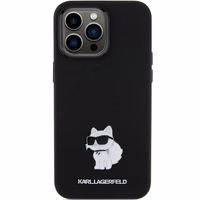 Karl Lagerfeld Silicone Choupette Metal Pin ümbris jaoks iPhone 15 Pro Max - must
