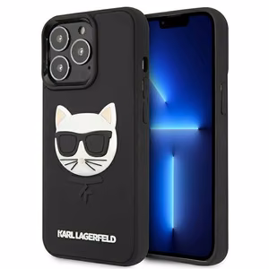Karl Lagerfeldi 3D kummist Choupette ümbris iPhone 13 Pro / iPhone 13 jaoks - must