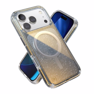 Speck Presidio Lux MagSafe ümbris seadmele iPhone 17 Pro, Hyper Mirror Glitter / Silver Metallic värvitoonis