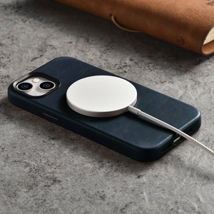 iCarer Oil Wax Premium Leather Case iPhone 14 Plus Magnetic Leather Case with MagSafe Dark Blue (WMI14220703-BU)