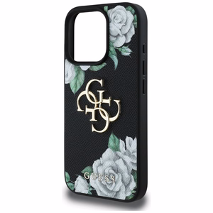 Guess Grained Roses Big 4G logo ümbris jaoks iPhone 16 Pro Max - must