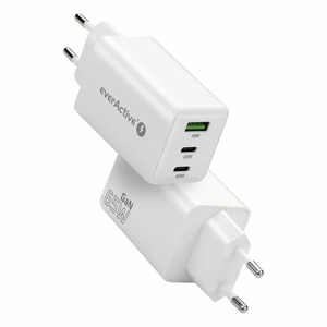 GaN laadija 1 x USB, 2 x USB-C Quick Charge 4+ 65W valge