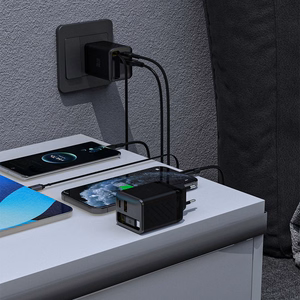 Dudao A67EU GaN 67W Wall Laadija with Built-in Retractable USB-C Power Delivery Quick Charge Kaabel - must