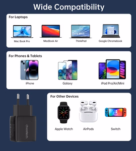 Choetech PD6051 USB-C USB-C PD 35W GaN wall Laadija with display - must