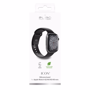 Puro Icon Silicone Strap for Apple Watch 42 / 44 / 45 / 49 mm - Black (2 pcs.)