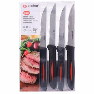 Alpina INOX roostevabast terasest steikinoad, 23 cm, 6 tk, mustad