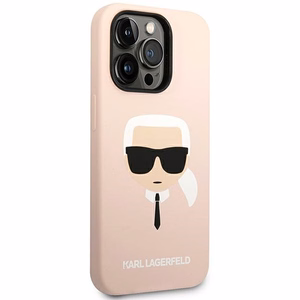 Karl Lagerfeld KLHCP14XSLKHLP iPhone 14 Pro Max 6.7" жёсткий чехол розовый/розовый Silicone Karl`s Head
