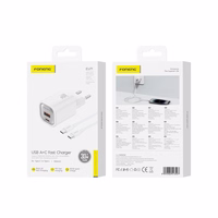 FONENG seinalaadija EU71 PD 30W 1xUSB-C + 1xUSB QC3.0 + kaabel USB-C - USB-C valge
