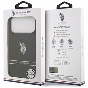 US Polo DH and Bottom Stripe Logo MagSafe Ümbris jaoks iPhone 17 Pro Max - Must