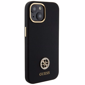 Guess Silicone Logo Strass 4G чехол для iPhone 15 - чёрный