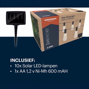 Grundig päikeseenergial töötav LED-aiavalguskett, 3,35 m